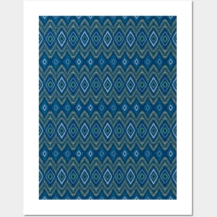 Blue Aztec Pattern Posters and Art